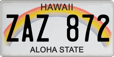 HI license plate ZAZ872