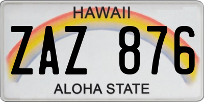 HI license plate ZAZ876