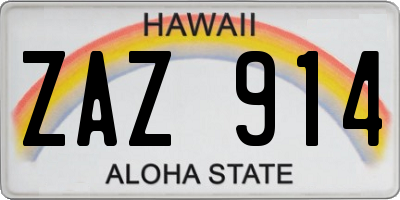 HI license plate ZAZ914