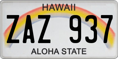 HI license plate ZAZ937