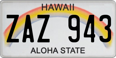 HI license plate ZAZ943