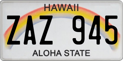 HI license plate ZAZ945