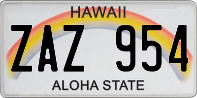 HI license plate ZAZ954