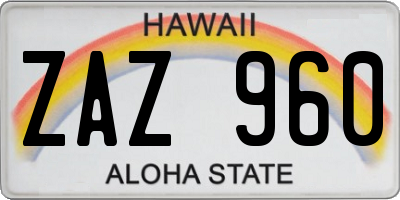 HI license plate ZAZ960