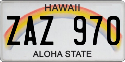 HI license plate ZAZ970