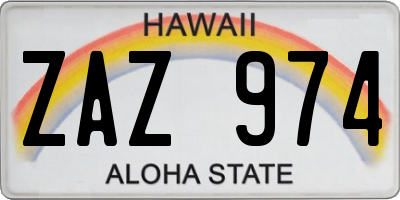 HI license plate ZAZ974
