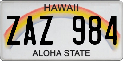 HI license plate ZAZ984