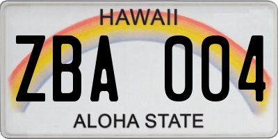 HI license plate ZBA004