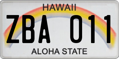 HI license plate ZBA011