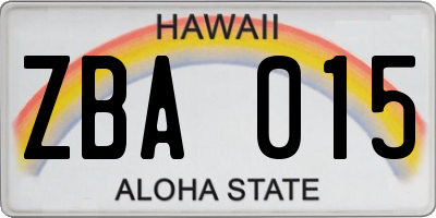 HI license plate ZBA015