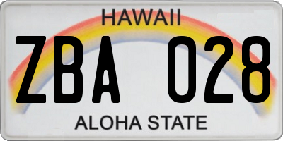 HI license plate ZBA028