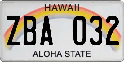 HI license plate ZBA032