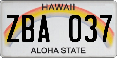 HI license plate ZBA037