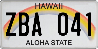 HI license plate ZBA041