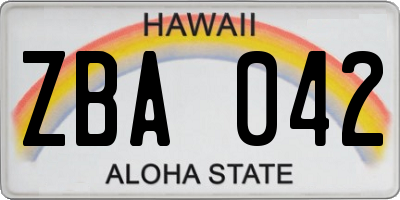 HI license plate ZBA042