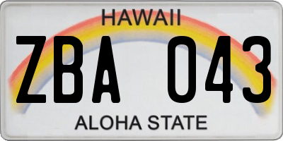HI license plate ZBA043