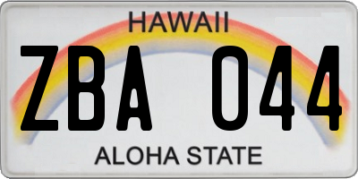 HI license plate ZBA044