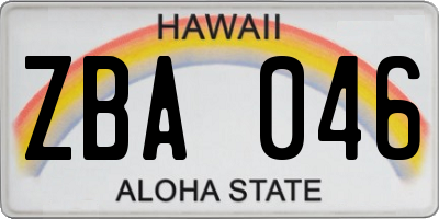 HI license plate ZBA046