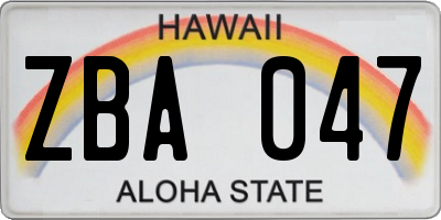 HI license plate ZBA047