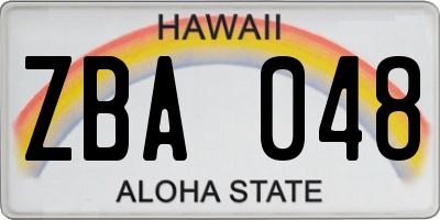 HI license plate ZBA048