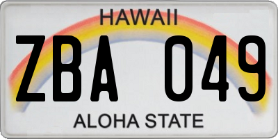 HI license plate ZBA049
