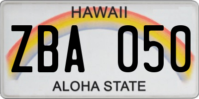 HI license plate ZBA050