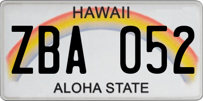 HI license plate ZBA052