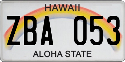 HI license plate ZBA053
