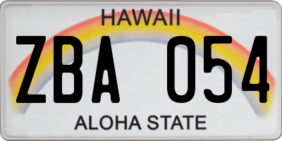 HI license plate ZBA054