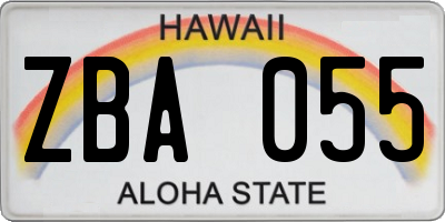 HI license plate ZBA055