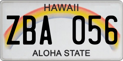HI license plate ZBA056