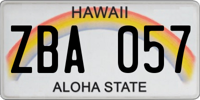 HI license plate ZBA057