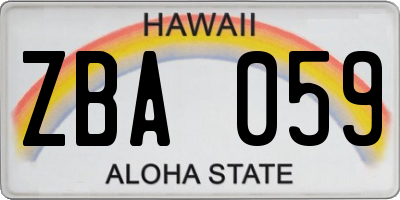 HI license plate ZBA059