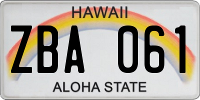 HI license plate ZBA061