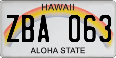 HI license plate ZBA063