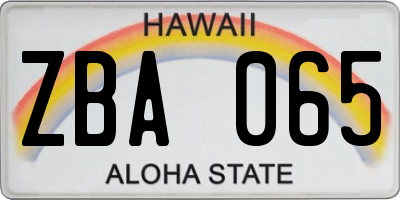 HI license plate ZBA065