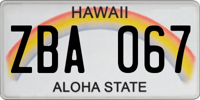 HI license plate ZBA067