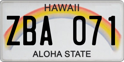 HI license plate ZBA071