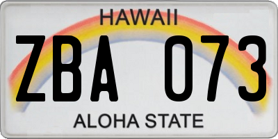 HI license plate ZBA073