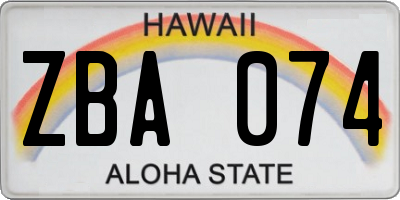 HI license plate ZBA074