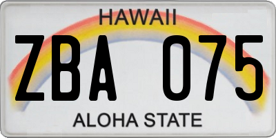 HI license plate ZBA075