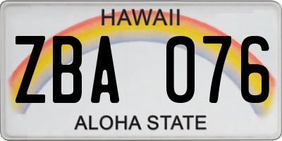 HI license plate ZBA076