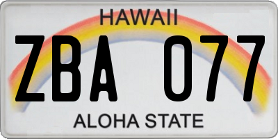 HI license plate ZBA077