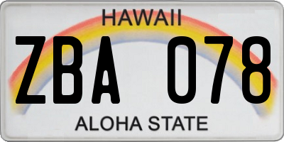 HI license plate ZBA078