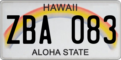 HI license plate ZBA083