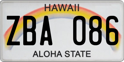 HI license plate ZBA086