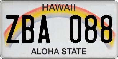 HI license plate ZBA088