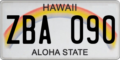 HI license plate ZBA090