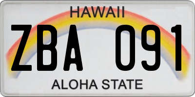 HI license plate ZBA091