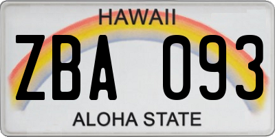 HI license plate ZBA093